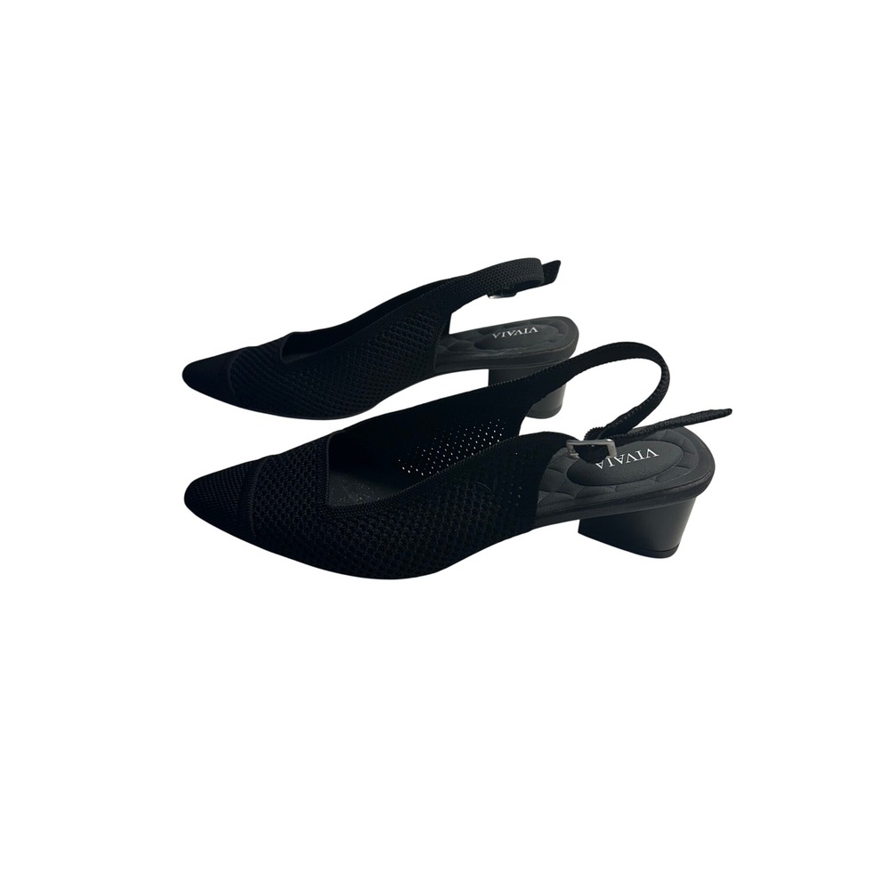 Vivaia Leah Pro Pointed Toe Slingback Sandal Size 41 9.5 Black Knit Arch Support - Picture 2 of 10